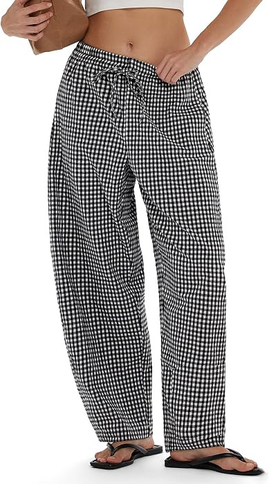 MOOSLOVER Women Linen Lightweight Barrel Pants Drawstring Comfort Casual Lounge Pants Baggy Loose... | Amazon (US)