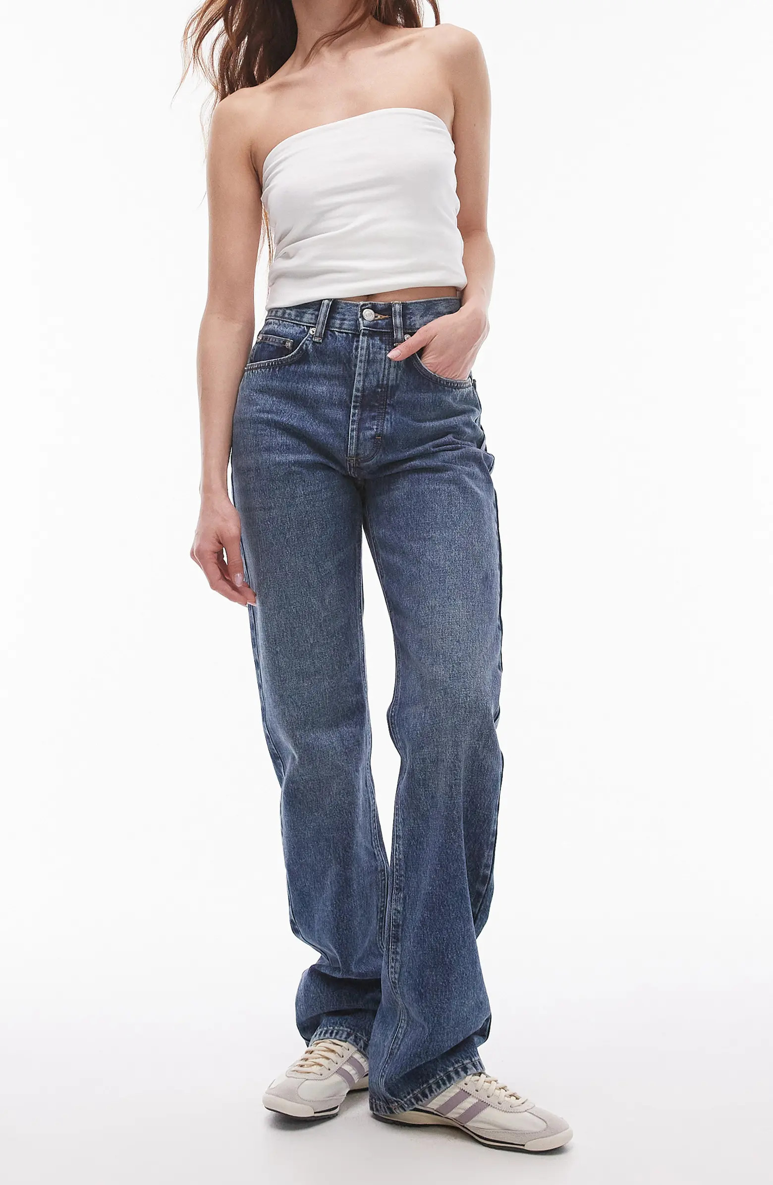 Topshop Kort Mid Rise Relaxed Straight Leg Jeans | Nordstrom | Nordstrom