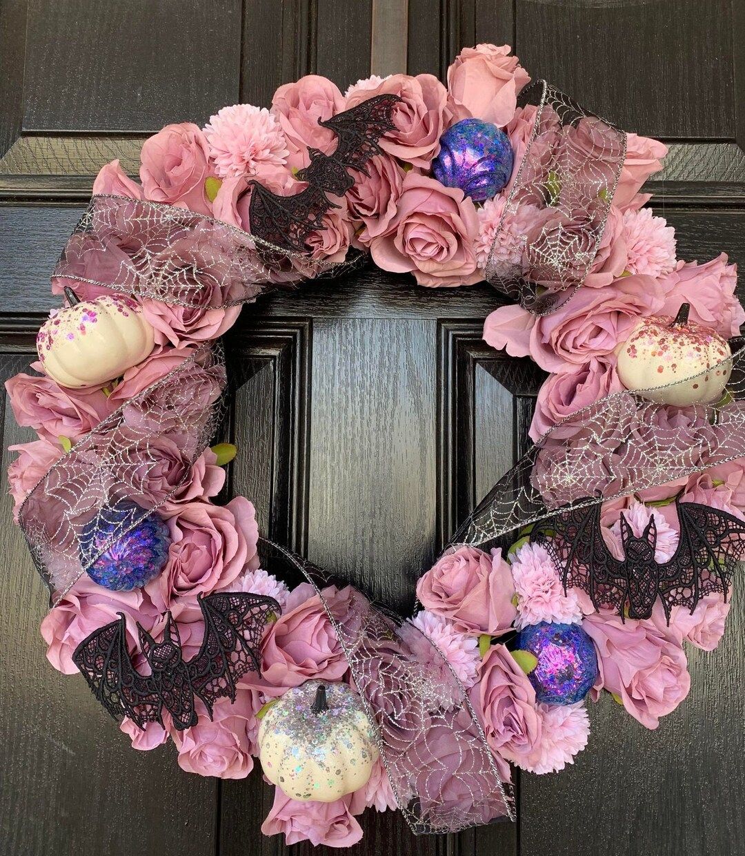 Pink Pastel Halloween Pastel Goth Wreath - Etsy | Etsy (US)