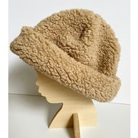 Sherpa Tan Winter Beanie Hat, Fuzzy Soft Teddy Bear Kids Adult Matching Beanie, Warm Fluffy Slouchy  | Etsy (US)