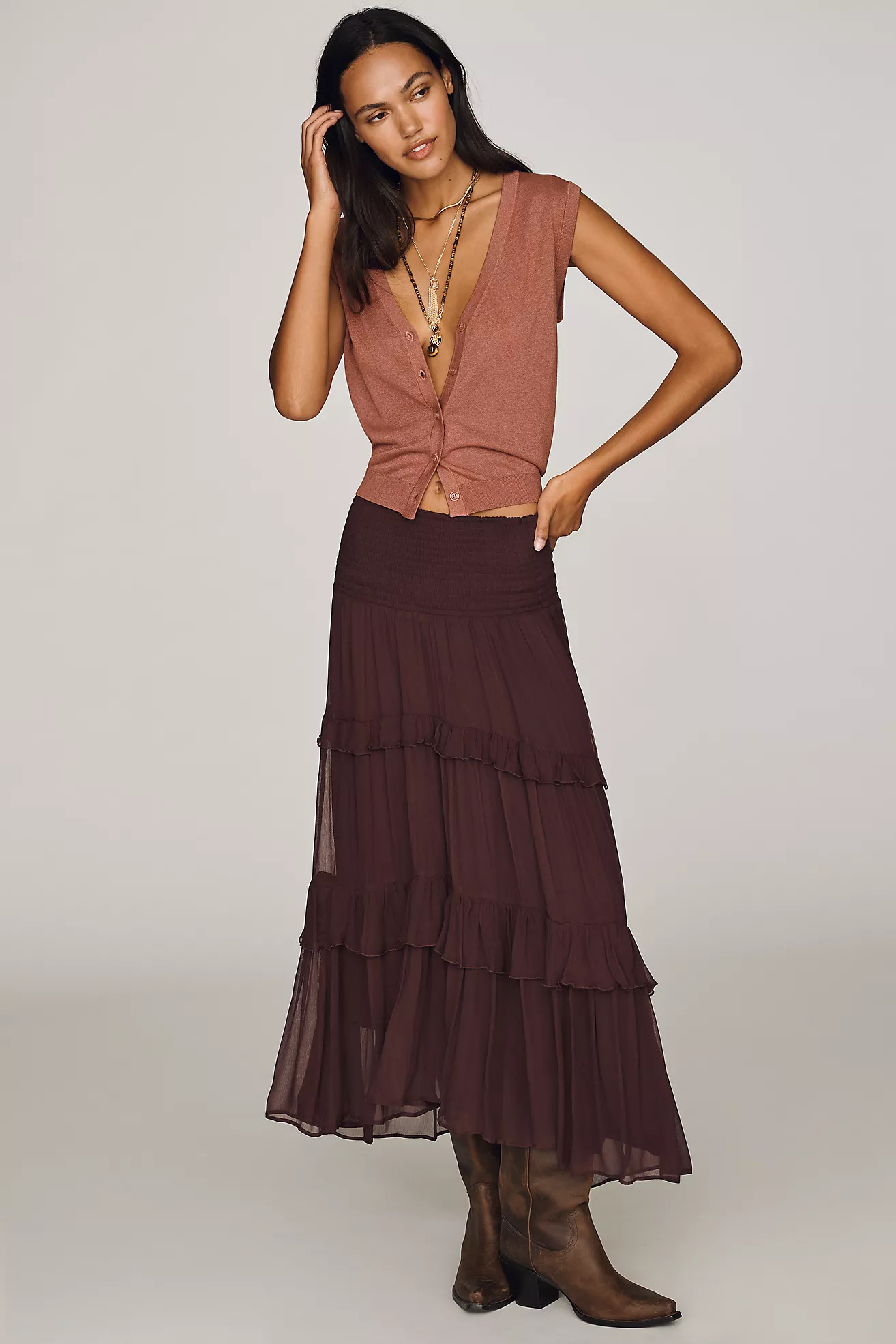 By Anthropologie Tiered Balkans Maxi Skirt | Anthropologie (US)