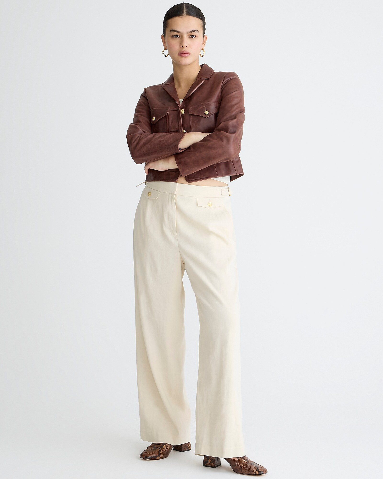 Collection side-tab trouser in Italian linen blend | J. Crew US