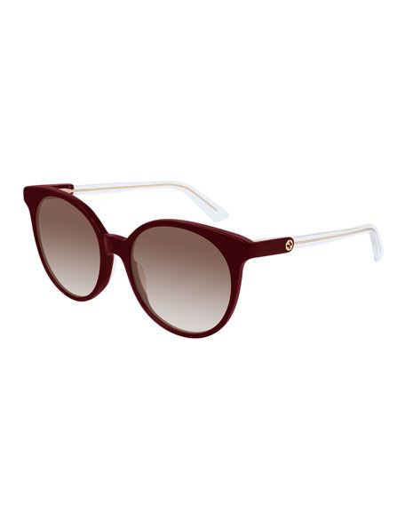 Gucci Round Gradient Sunglasses w/ Transparent Arms | Neiman Marcus