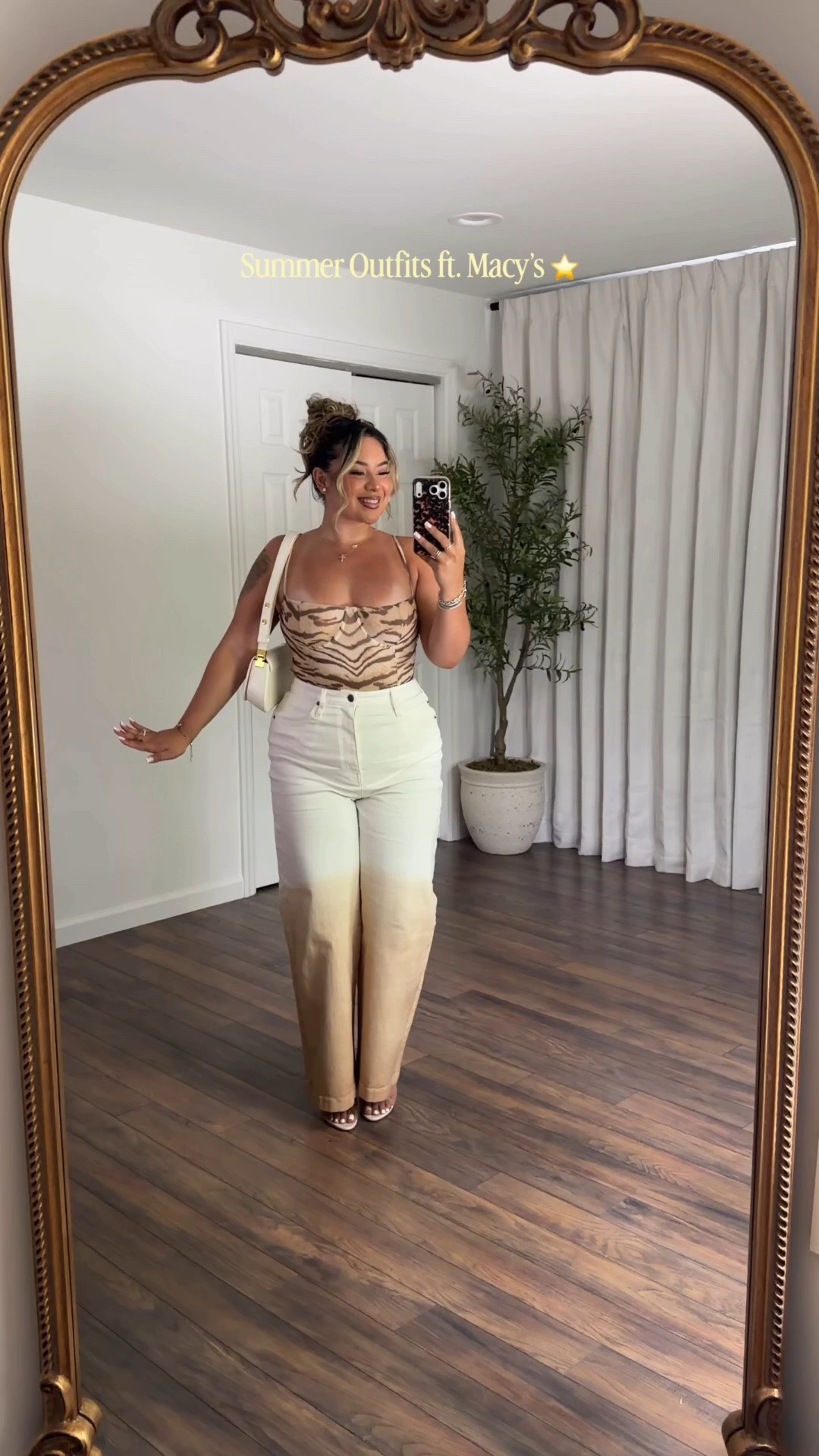 No outfit stress over here… Macy’s understood the assignment. 🥳✨ #BFIJ #macysstylecrew #macyspartner @macys sizing ⬇️ 

Bodysuit: L 
Jeans:12 they have great stretch 
Halter Neck Dress: 10 
White linen top: 12 
White linen pants: M (has stretch) 
B&W striped set: L 
Yellow Lace Top: L

#LTKSeasonal #LTKMidsize #LTKSaleAlert