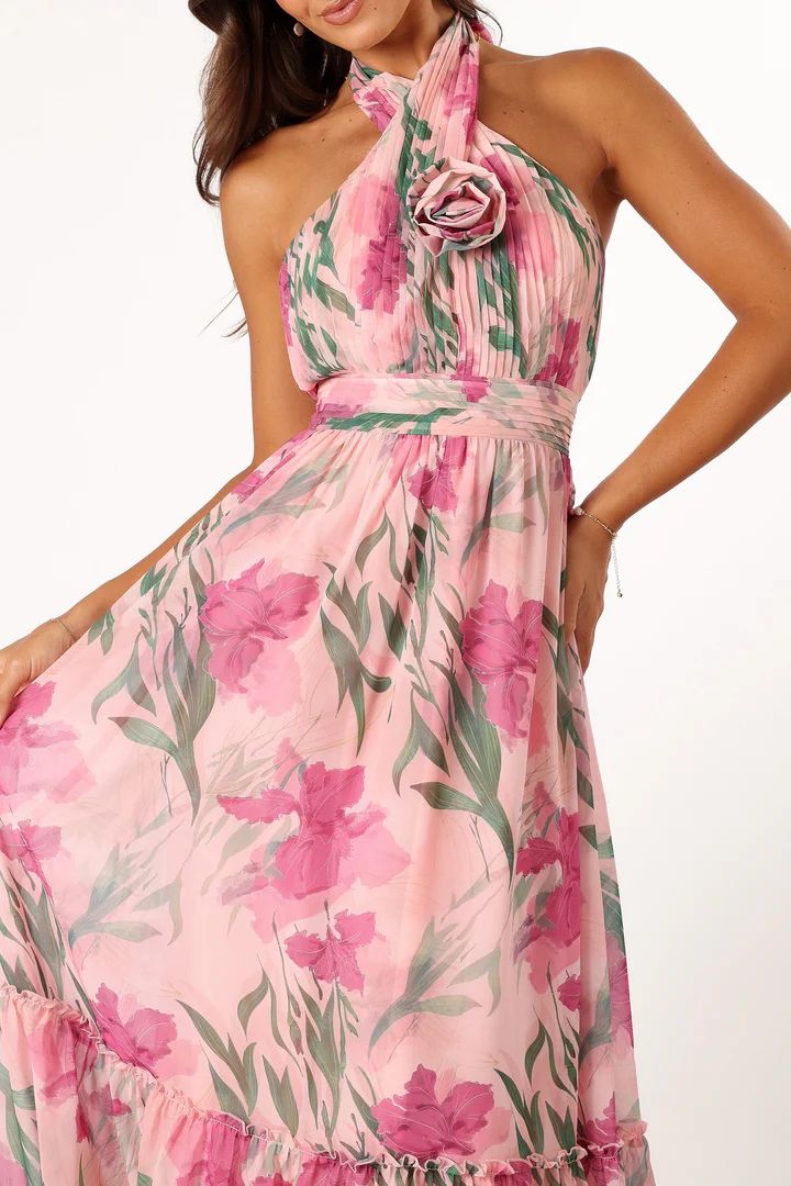 Lennon Halterneck Maxi Dress - Pink Floral | Petal & Pup (AU)