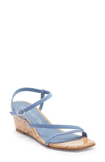 Stuart Weitzman Oasis 50 Wedge Sandal in Blue Steel at Nordstrom Rack, Size 8 | Nordstrom Rack