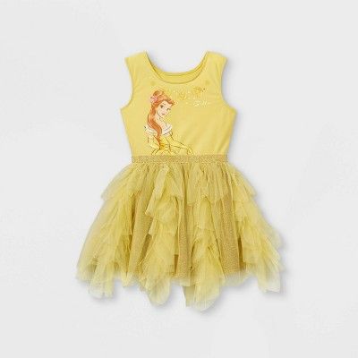 Toddler Girls' Disney Princess Belle Sleeveless Tutu Dress - Yellow | Target