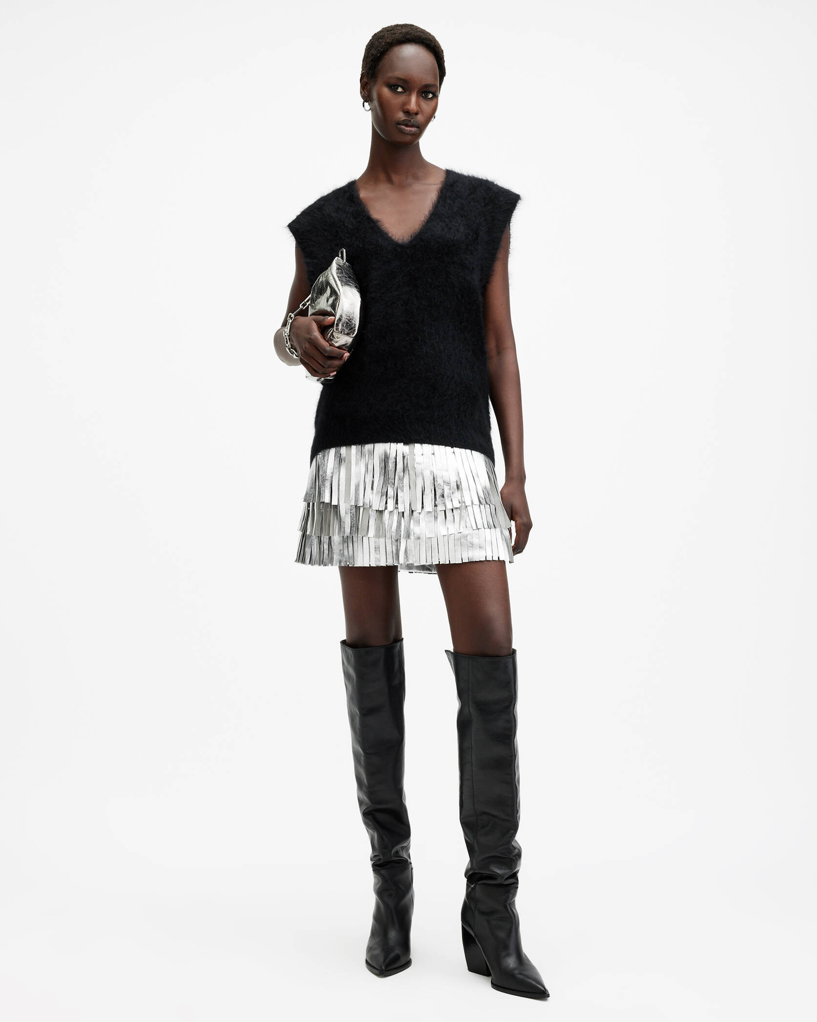 Aisha Metallic Tassel Mini Skirt | AllSaints UK