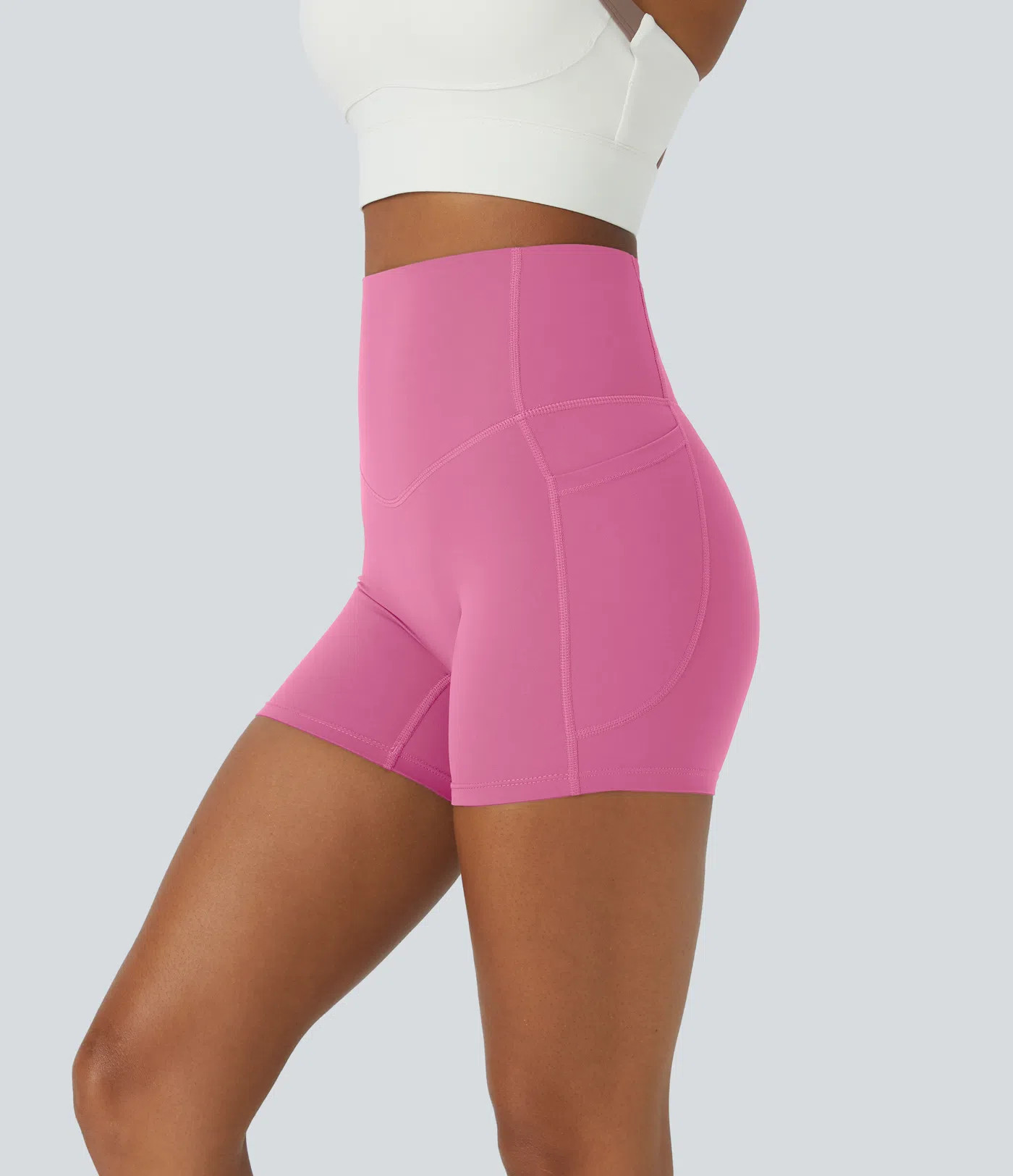 Women’s Halara UltraSculpt™ High Waisted Tummy Control Side Pocket Shaping Training Biker Sho... | HALARA