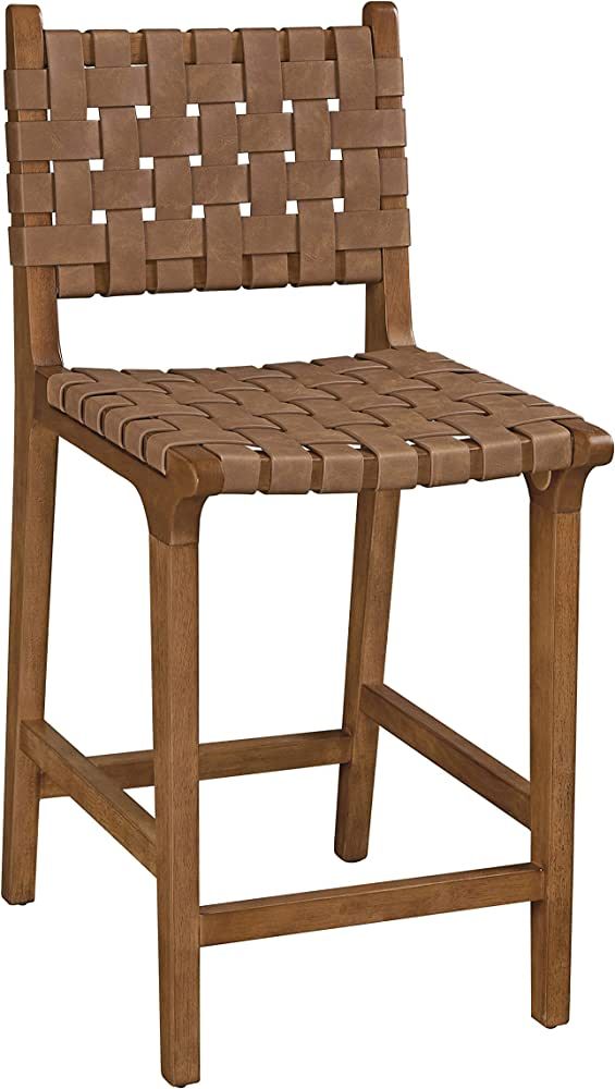 Ball & Cast Kitchen Island Bar Stool Faux Leather Woven Counter Stool with Wood Frame, 24 inch Se... | Amazon (US)