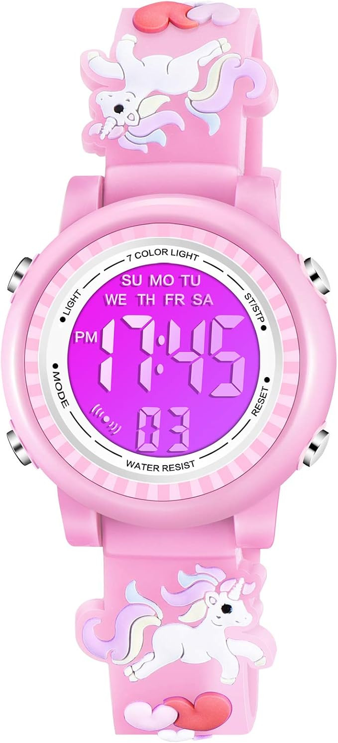 Venhoo Kids Watches 3D Cartoon Waterproof 7 Color Lights Toddler Wrist Digital Watch with Alarm S... | Amazon (US)