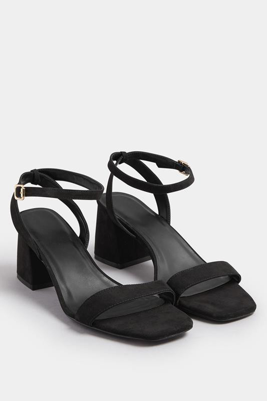 Yours Black Faux Suede Block Heel Sandals In Extra Wide EEE Fit | Long Tall Sally