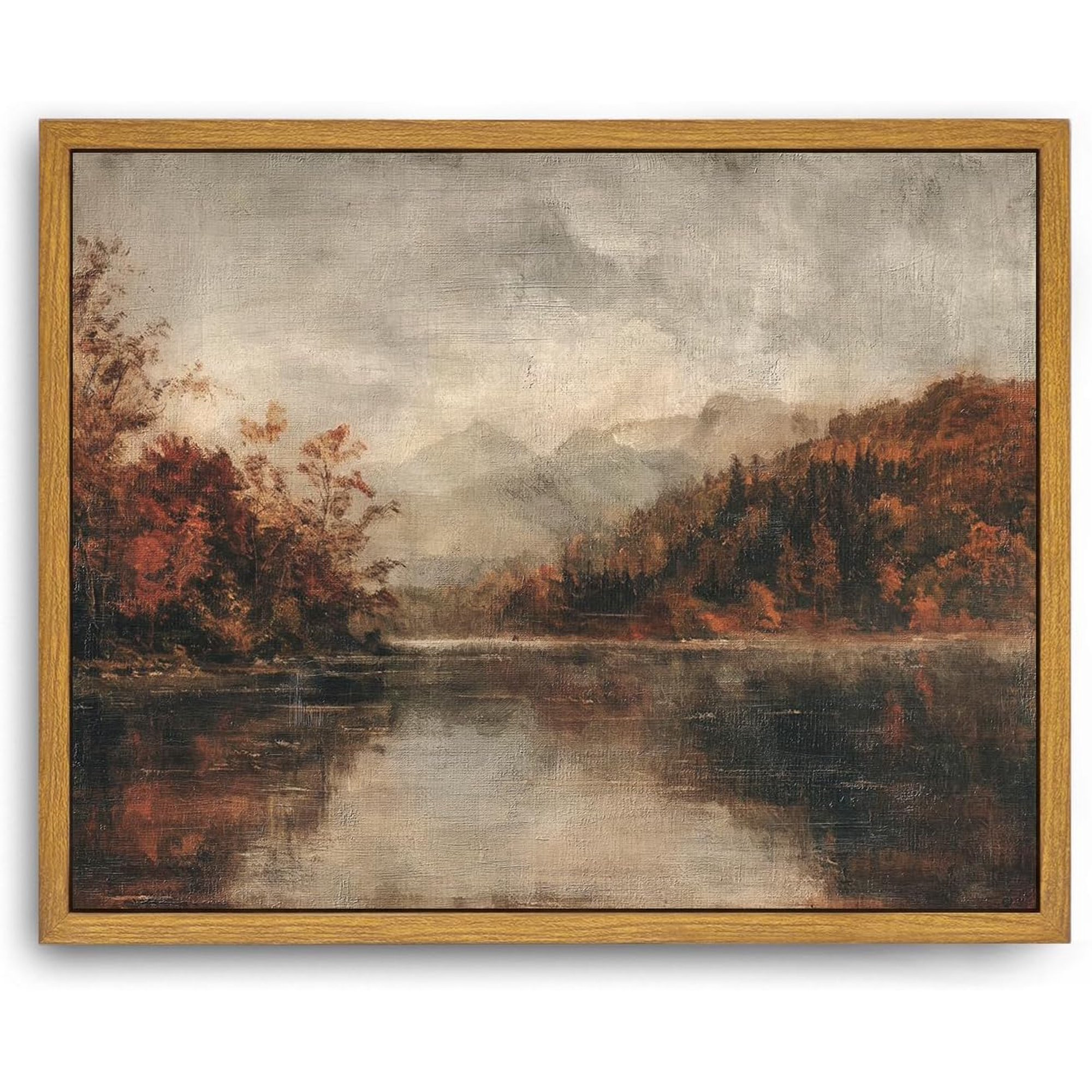 AatoeaX Canvas Wall Art Vintage Print Fall Lake Landscape Oil Paintings Autumn Rustic Moody Earth... | Walmart (US)