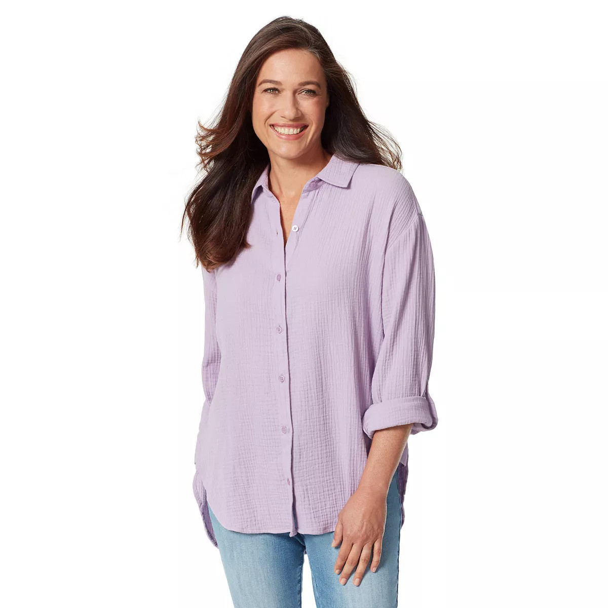 Women's Gloria Vanderbilt Amanda Gauze Monogram Shirt | Kohl's