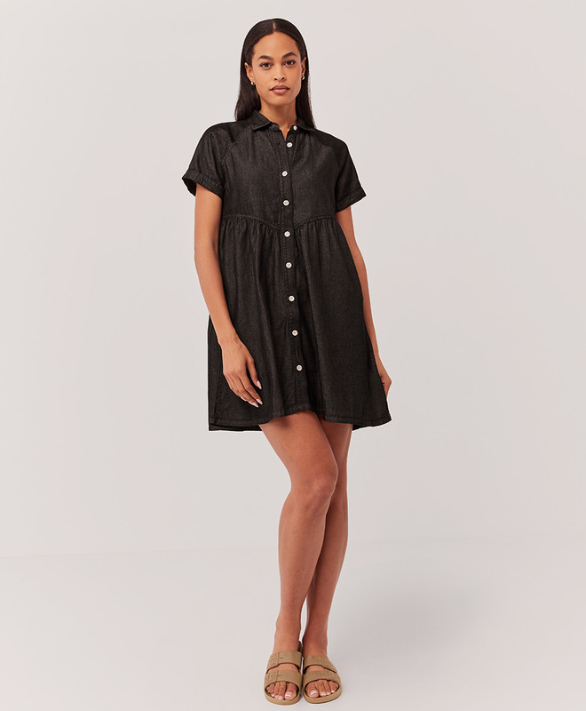 clearance denim chambray shirt dress | Pact Apparel