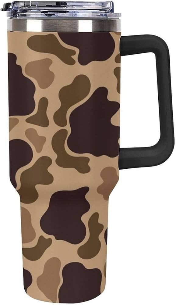 Duck Vintage Camouflage 40oz Tumbler with Straw And Lid Insulated Stainless Steel Travel Tumbler Coffee Cup Mug Water Bottle with Handle, Fits in Car Cup Holder | Amazon (US)