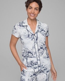 Cool Nights Short Sleeve Notch Collar Pajama Top | Soma Intimates