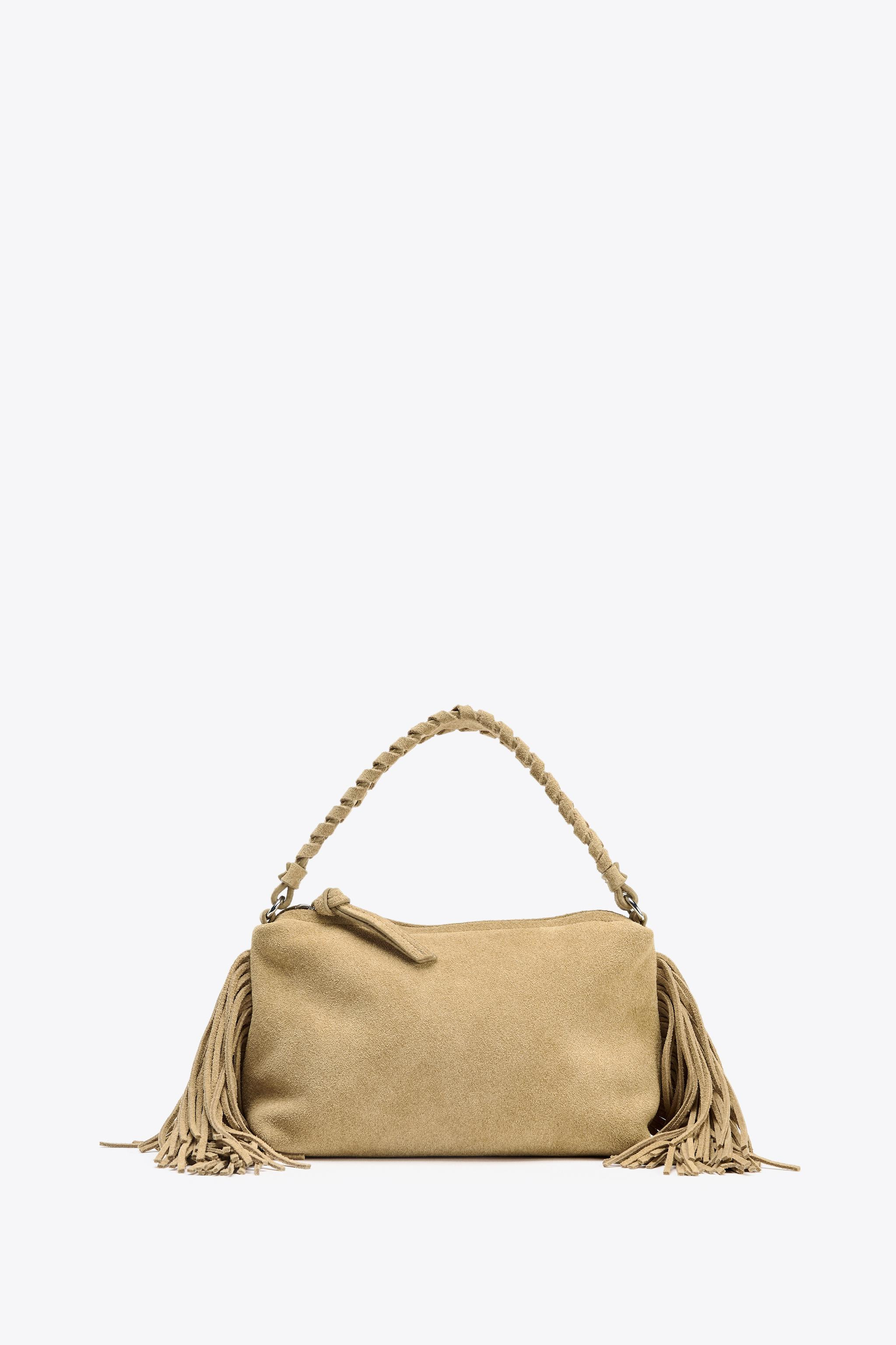 SPLIT LEATHER FRINGED MINI BAG | Zara US