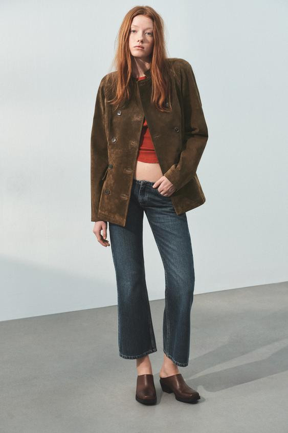 100% SUEDE LEATHER FITTED JACKET | Zara US