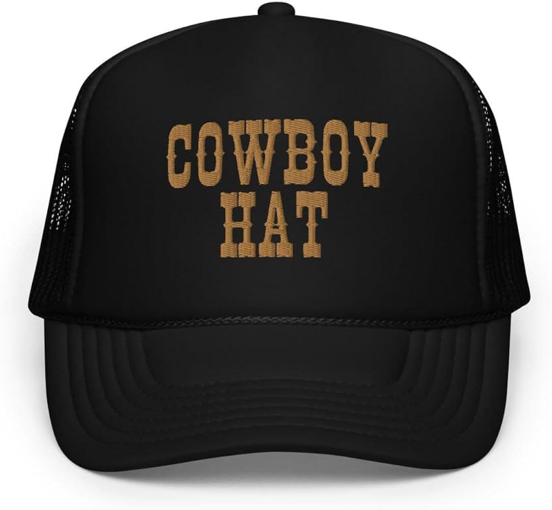 Cowboy Hat Embroidered Foam Trucker Mesh Back Hat, Country Concert Trucker Hat | Amazon (US)