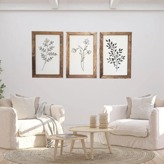 Flower Sign | Wildflower Sign | Botanical Wall Art | wood framed sign | flower wall decor | Sprin... | Etsy (US)