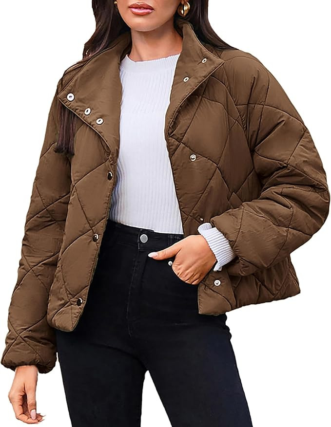 GRACE KARIN Womens Lightweight Cropped Puffer Jacket 2024 Warm Quilted Padded Coat with Pocket | Amazon (US)