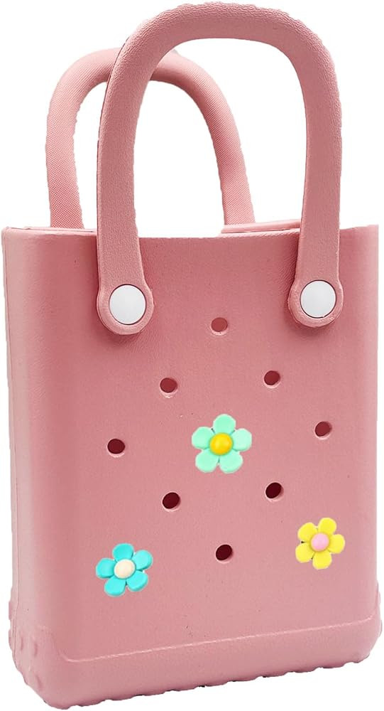Mini Rubber Beach Tote Bag, 6.5''x8.0''x3.1''(L/H/W), Waterproof Beach Bag with Random Charms | Amazon (US)