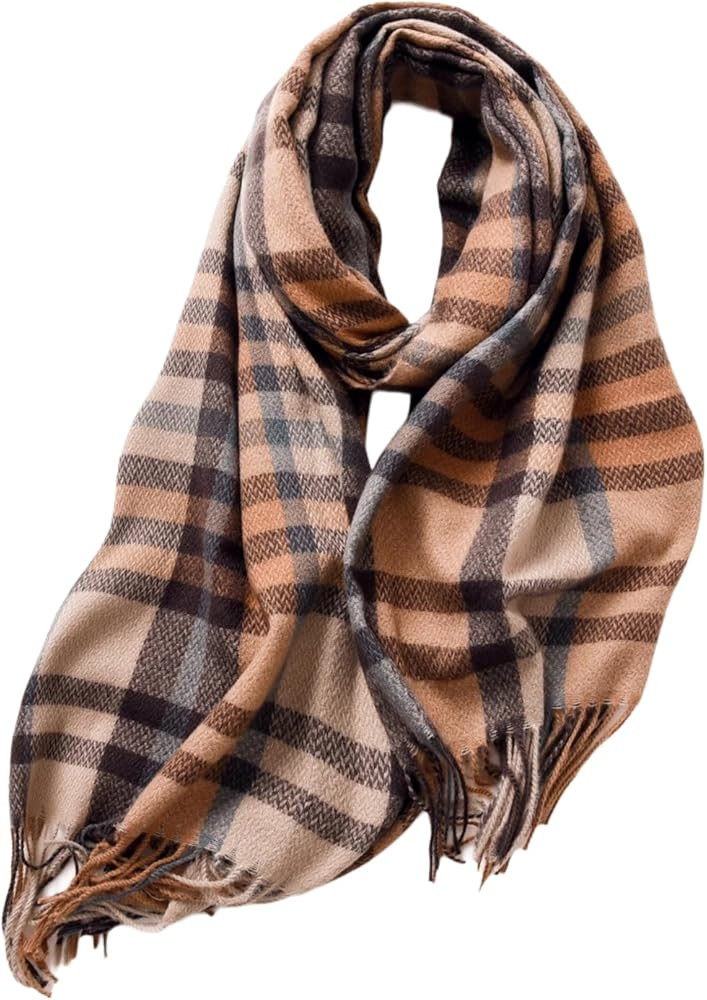 Scarf for Women Winter Fall Cashmere Feel Multicolor Plaid Scarves Fashion Long Shawls Checked Ne... | Amazon (US)