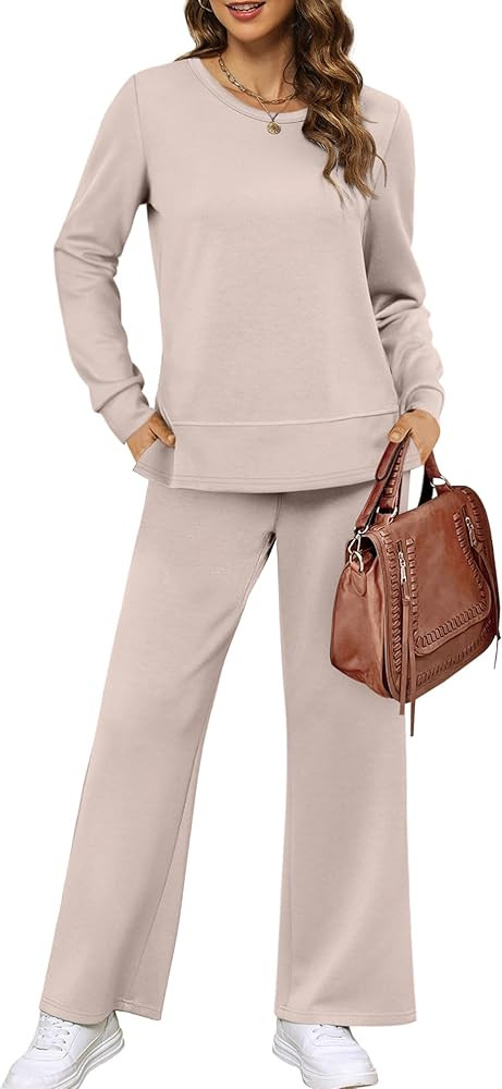 XIEERDUO Women's 2 Piece Lounge Sets Side Slit Outfits Wide Leg Tracksuit Comfy Loungewear Fashio... | Amazon (US)