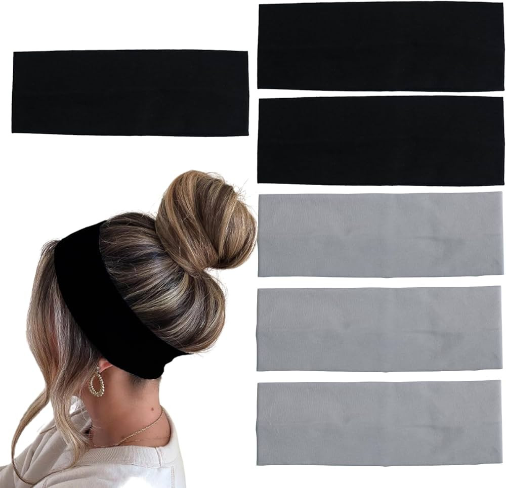 6 Pcs Black Headbands for Women Hair Cotton Headband Non-slip Stretchy Elastic Head Wrap Holder H... | Amazon (US)