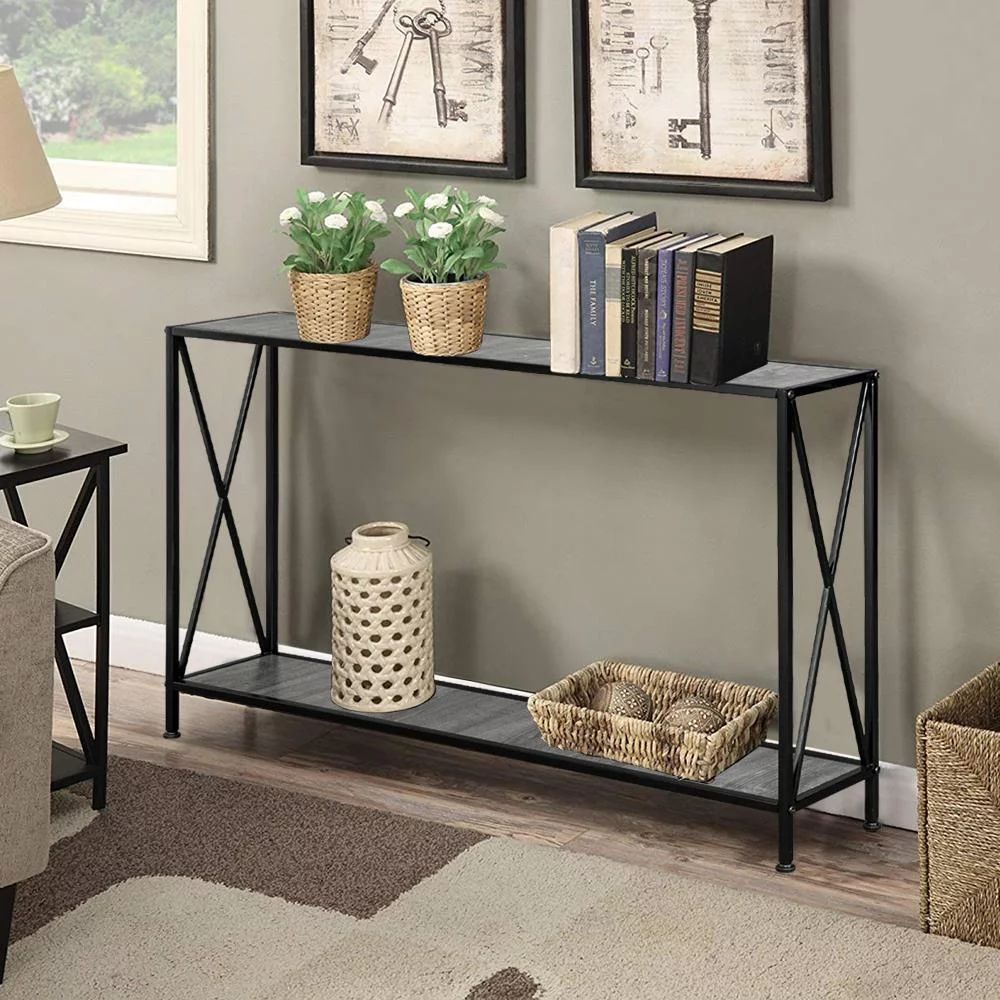 Zimtown 2 Tier X Design Large Console Table Entryway Table with Lower Storage Shelf | Walmart (US)
