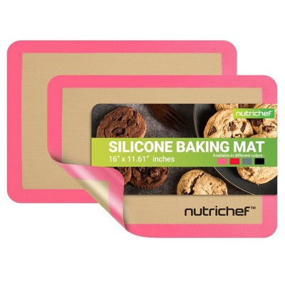 Nutrichef 2 - Pc Silicone Baking Mats - Brown & Pink | Target