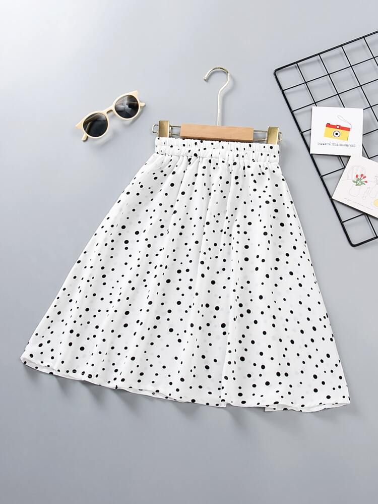 Girls Polka Dot Elastic Waist Skirt | SHEIN