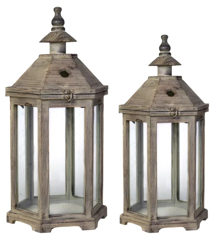 2 Piece Wood Lantern Set | Wayfair North America