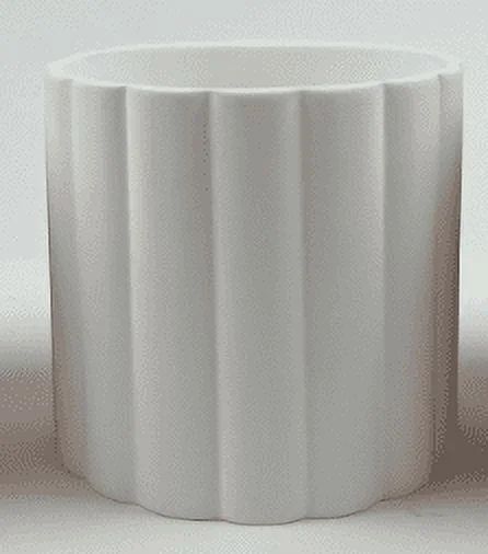 Large Ribbed Ceramic Planter White - Brighstar Products | Walmart (US)