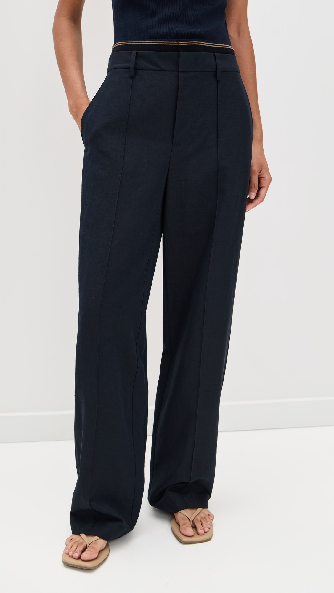High Waist Rib Trim Trousers | Shopbop