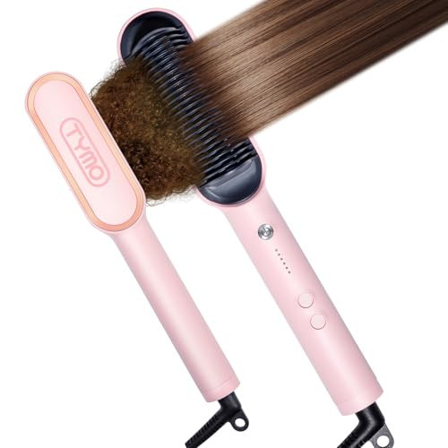 TYMO Ring Hair Straightener Brush – Hair Straightening Iron with Built-in Comb, 20s Fast Heating & 5 Temp Settings & Anti-Scald, Perfect for Professional Salon at Home, Sakura Pink | Amazon (US)