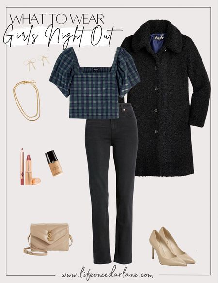 What to Wear- Girls Night Out! Such a cute holiday look for a fun night out! Plus snag this top, jeans & coat on major sale too for 50% off! 

#holidaylook #datenight #dinnerlook #holidayevent #happyhourlook


#LTKGiftGuide #LTKHoliday #LTKCyberweek