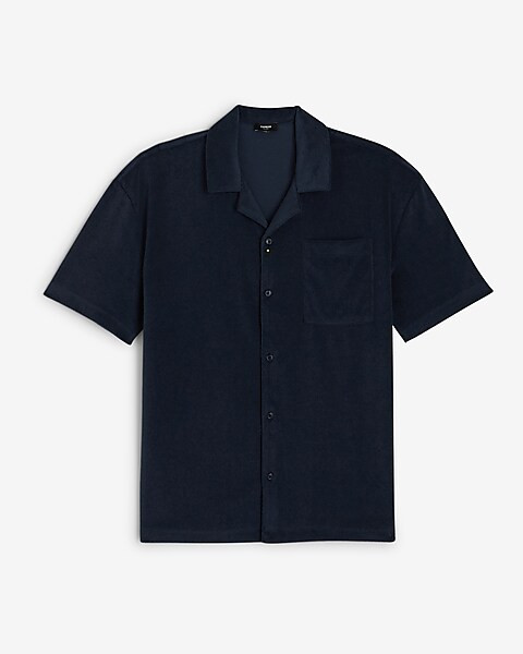 Relaxed Terry Cotton-Blend Short Sleeve Polo | Express