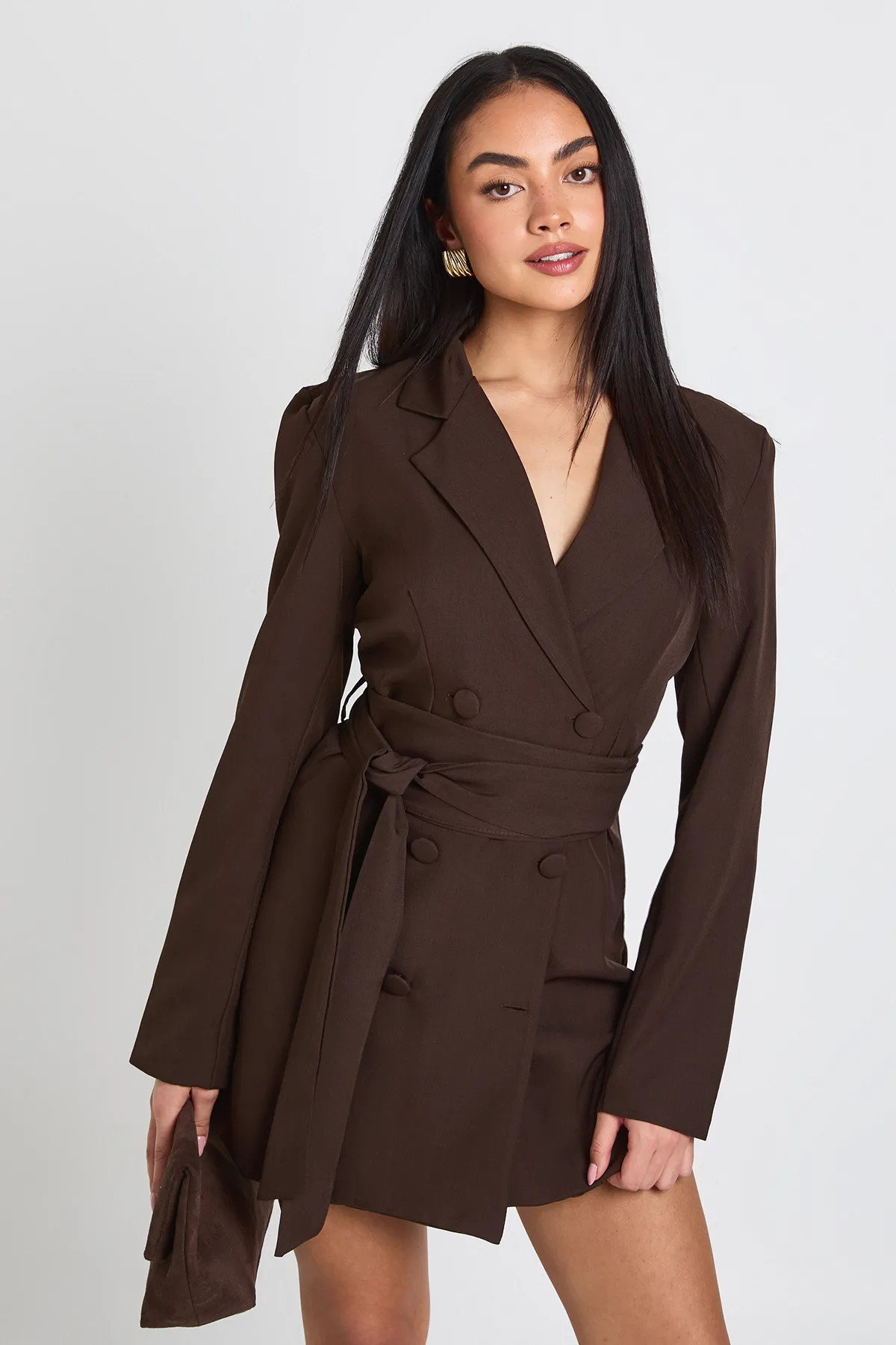 Espresso Obi Tie Waist Tailored Blazer Dress | Boohoo | Boohoo.com (UK & IE)