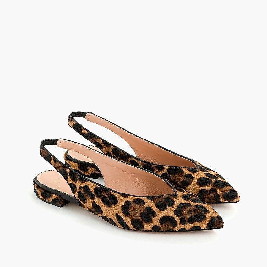 Pointed-toe slingback flats in leopard calf hair | J.Crew US