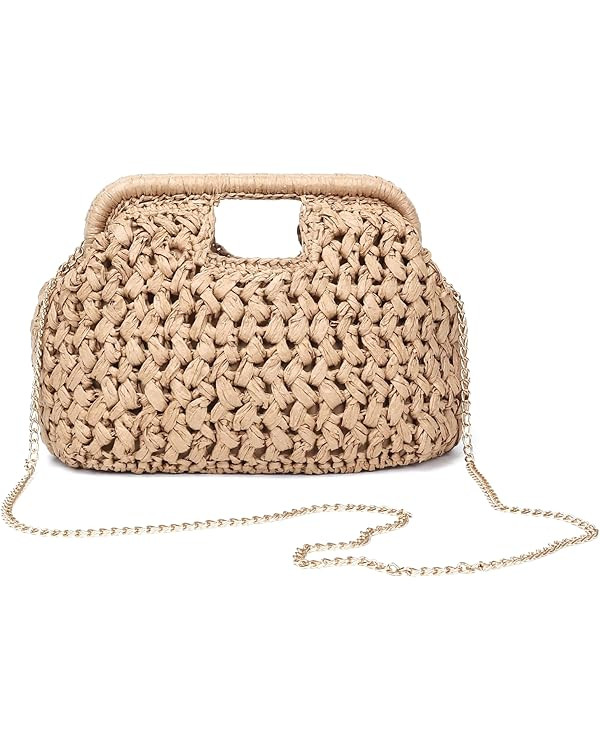Herald Straw Woven Clutch Purse for Women, Beach Cloud Dumpling Pouch Evening Shoulder Crossbody ... | Amazon (US)