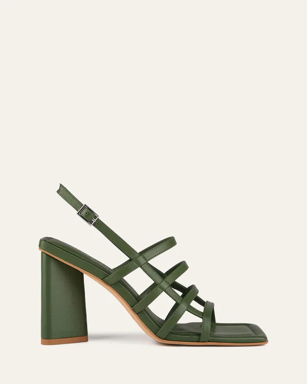 DELIA HIGH HEEL SANDALS MOSS GREEN LEATHER | Jo Mercer (AU)