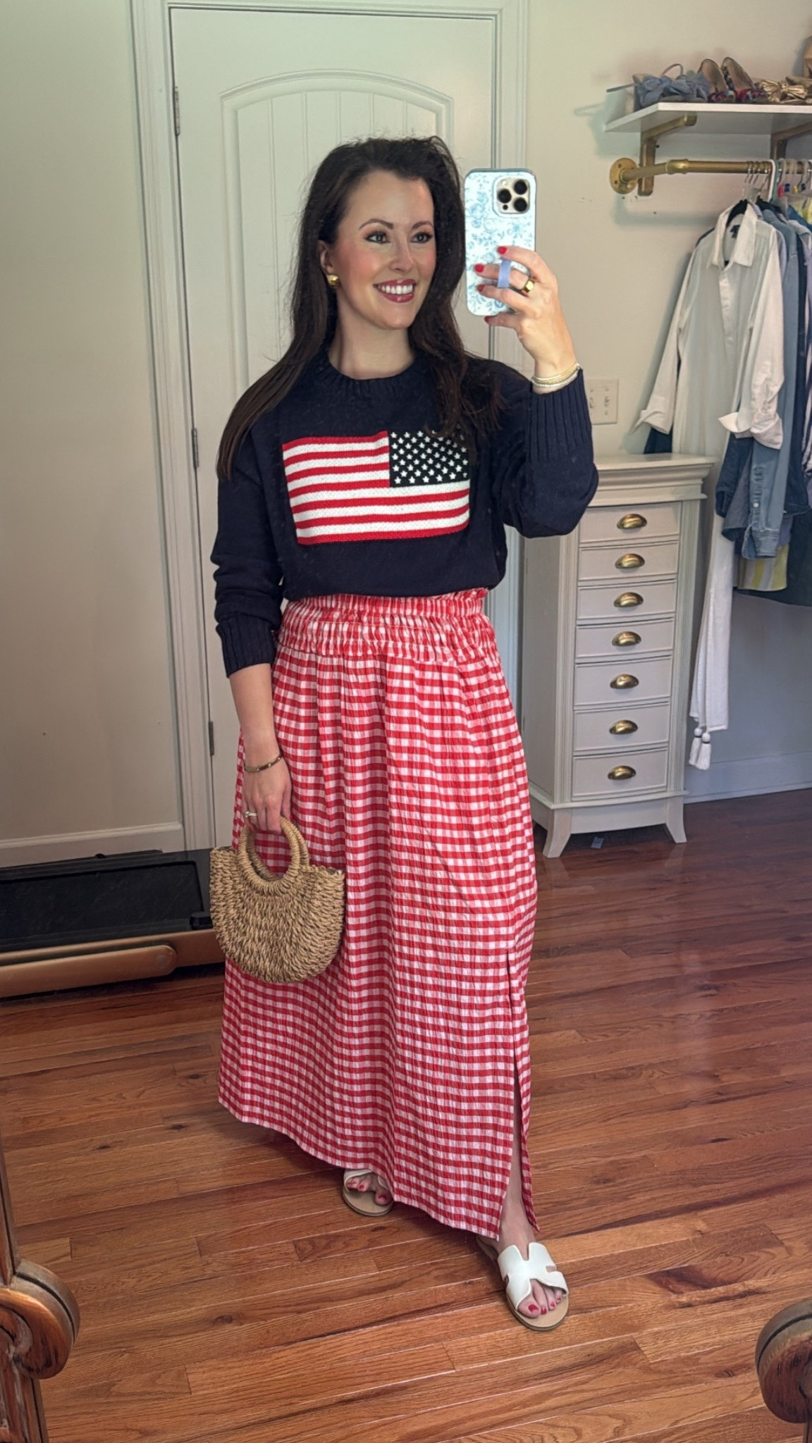 Fourth of July outfit
4th of July outfit ideas 
Red white and blue

American flag sweater - XS
Red gingham skirt - Small

All Target finds !!

#LTKSummerEdit #LTKFindsUnder50 #LTKSeasonal