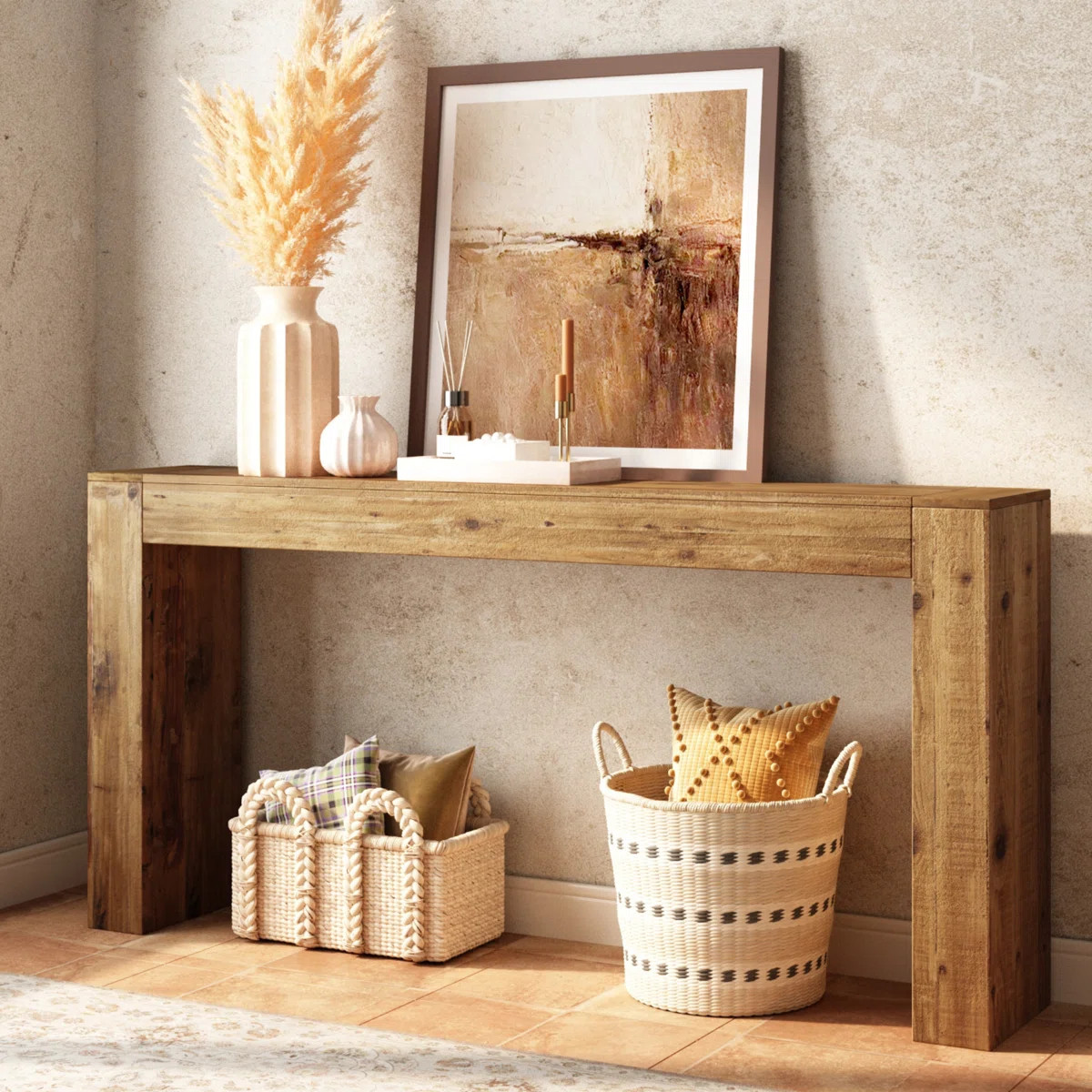 63'' Reclaimed Solid Wood Console Table Minimalist Design Quick Assembly | Wayfair North America