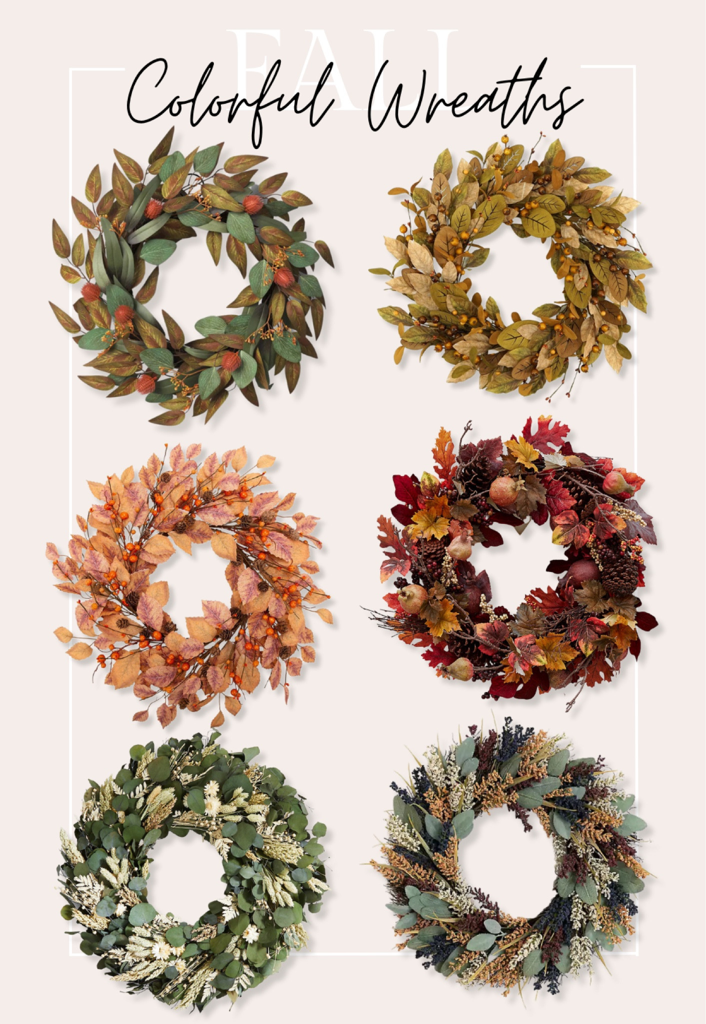 Colorful fall wreaths!
.
.
.
Fall wreaths, autumn wreaths, fall decor, fall decorations, outdoor wreaths, indoor wreaths 

#LTKunder100 #LTKSeasonal #LTKFind
