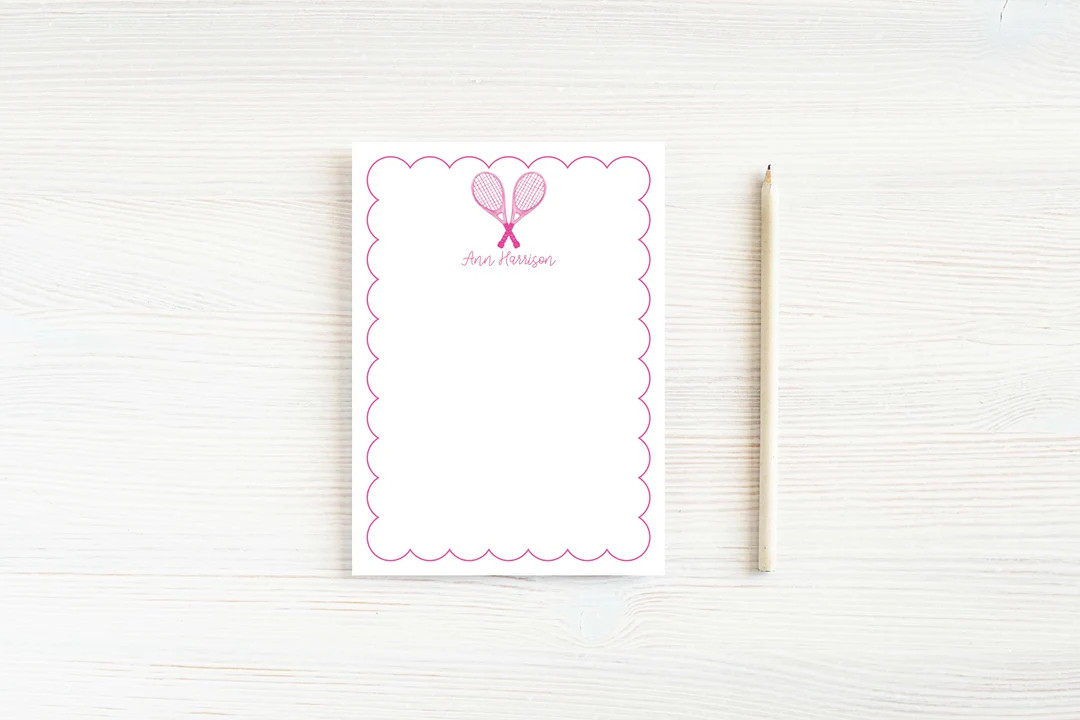 Personalized Pink Watercolor Tennis Notepad, Women Notepad - Etsy | Etsy (US)