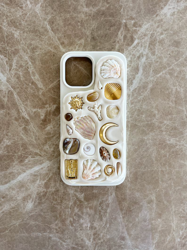 Celestial Shell Stone Mosaic Decoden Phone Case | Etsy (US)