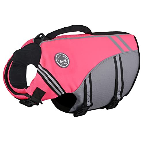 VIVAGLORY Dog Life Jacket - Sports Style Dog Life Vest for Swimming, Boating - Durable Handle PFD, X-Large, Bright Pink | Amazon (US)