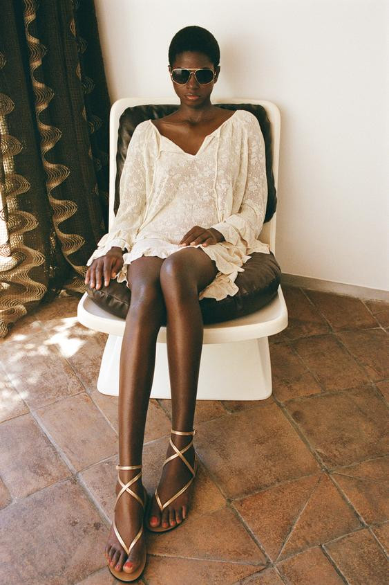 POINTELLE KNIT RUFFLE DRESS | Zara UK